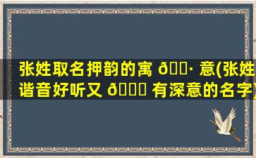 张姓取名押韵的寓 🌷 意(张姓谐音好听又 🐝 有深意的名字)